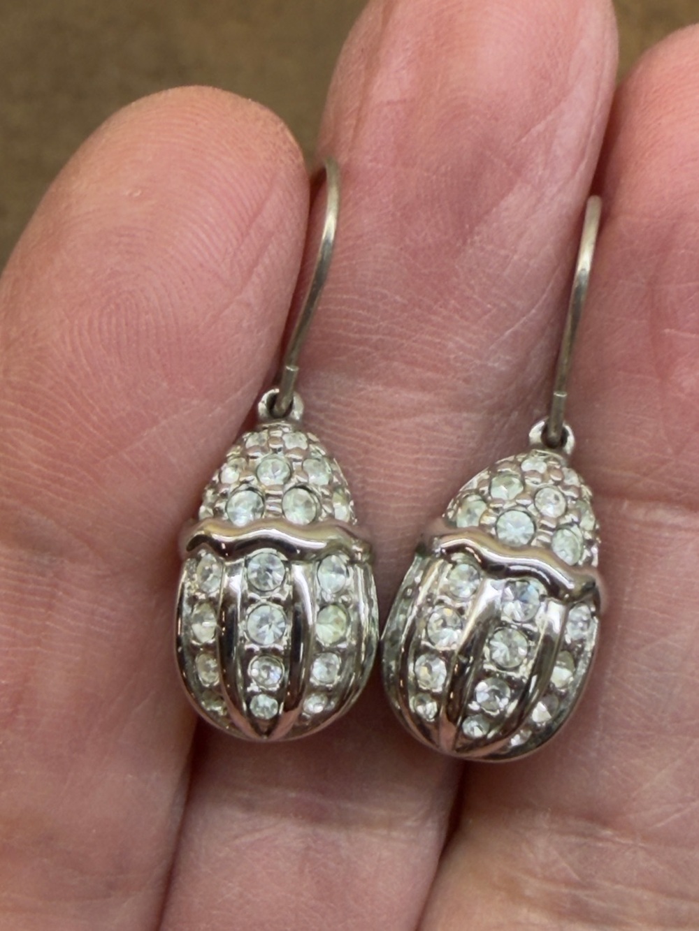 Silver Tone Swarovski Crystal Drop Earrings - Sparkling White Stones